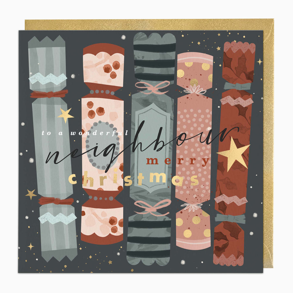 Luxury Christmas Card-LZ020 - Neighbour Crackers Luxury Christmas Card-Whistlefish