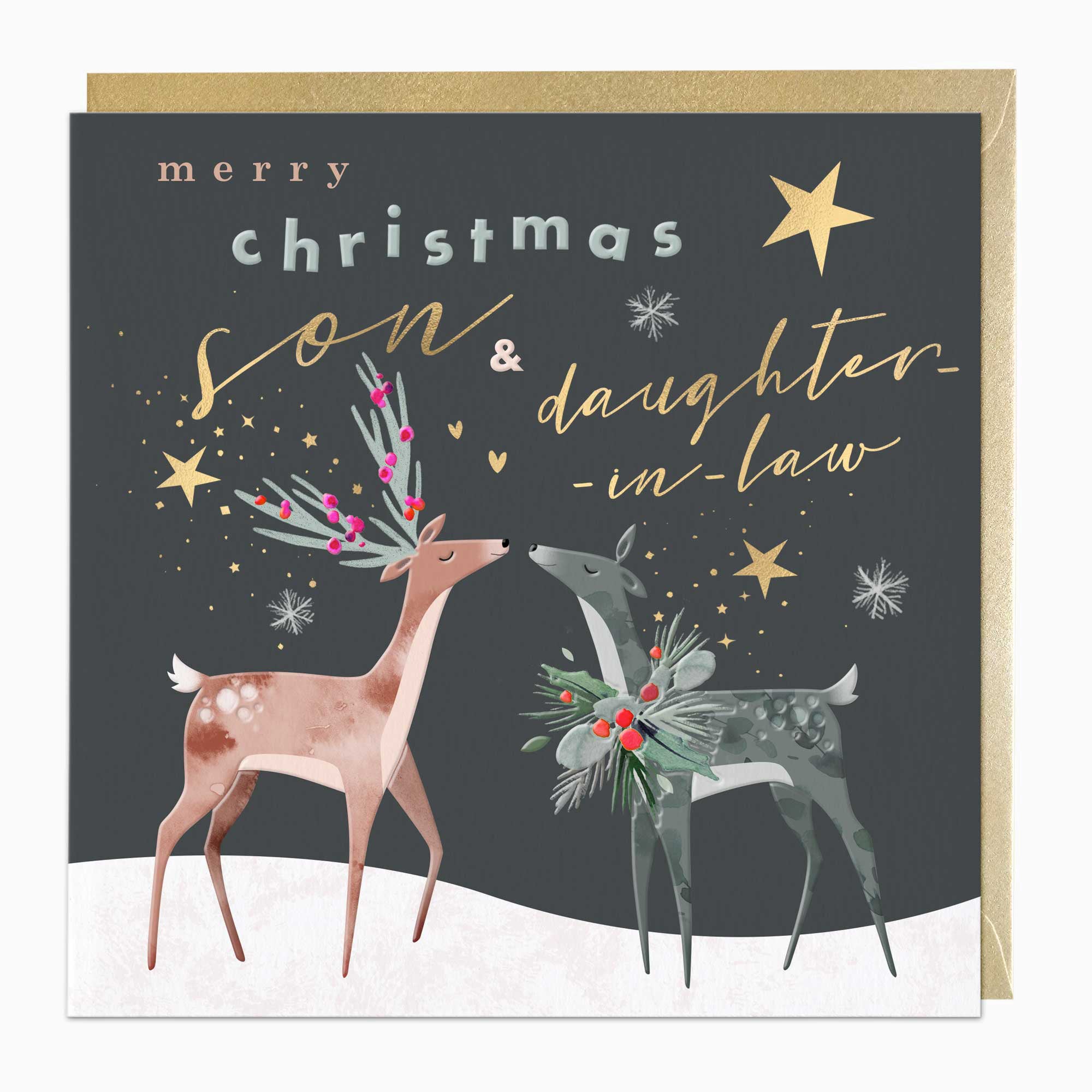 Luxury Christmas Card-LZ030 - Son Daughter-In-Law Luxury Christmas Card-Whistlefish