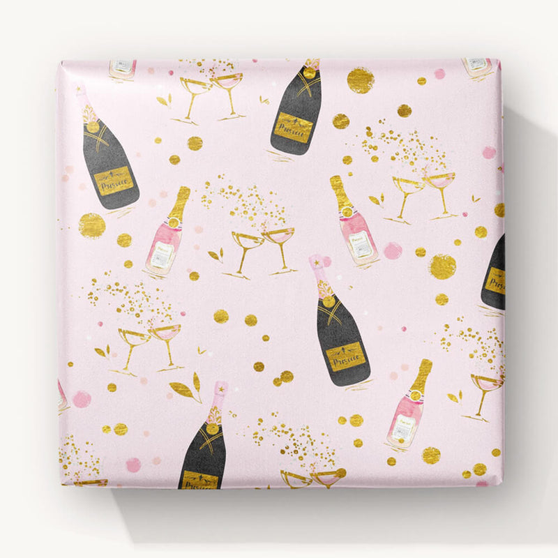 Foiled Wrapping Paper-WW63 - Prosecco All Around Foiled Wrapping Paper-Whistlefish