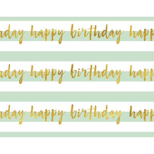 Foiled Wrapping Paper-WW72 - Happy Birthday Mint Luxury Wrap-Whistlefish