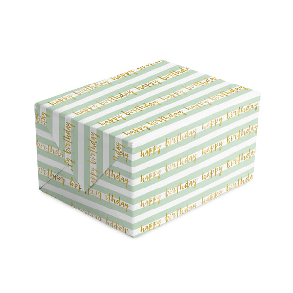 Foiled Wrapping Paper-WW72 - Happy Birthday Mint Luxury Wrap-Whistlefish