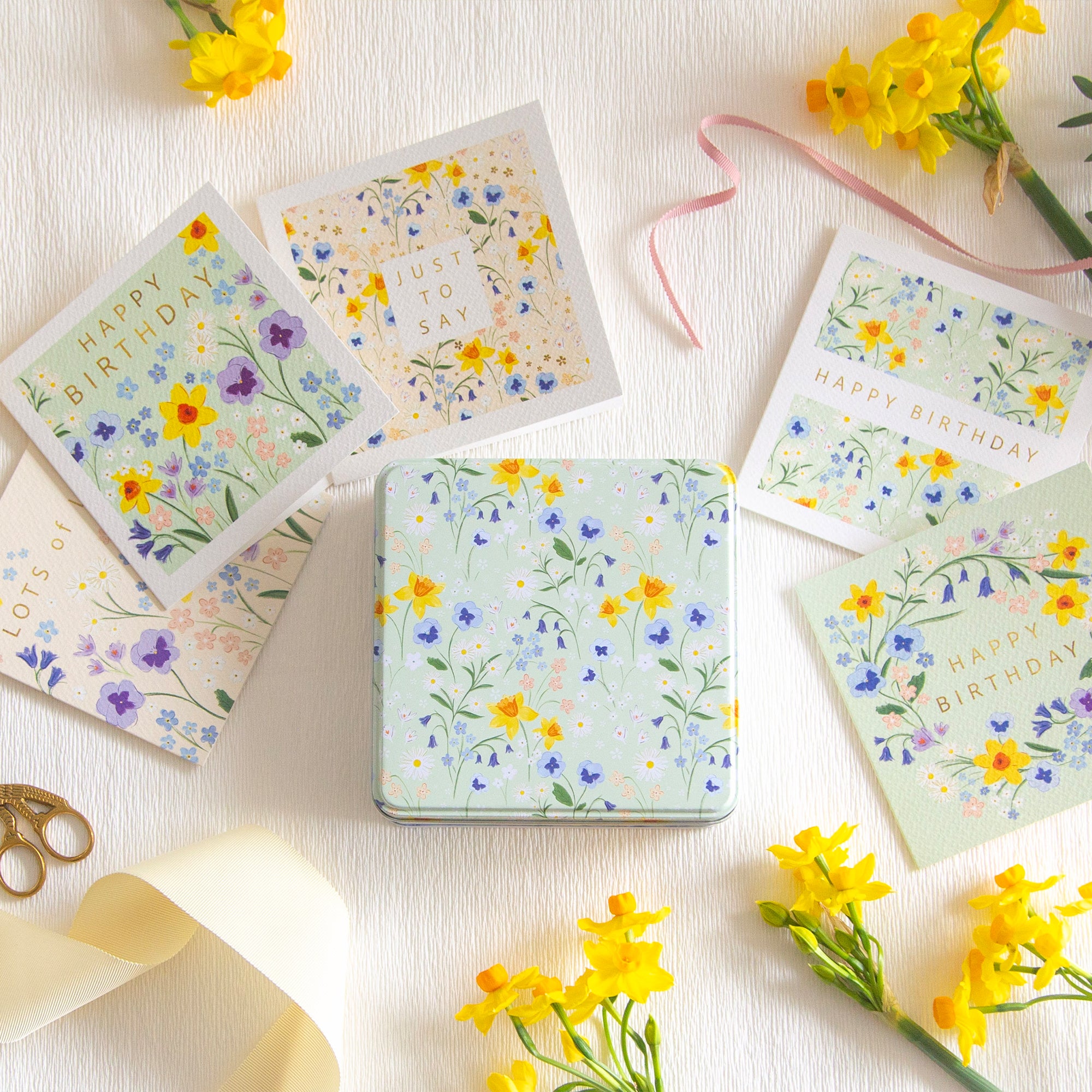 Notelet Tin-MWT73 - Cornish Bloom Notelet Tin-Whistlefish