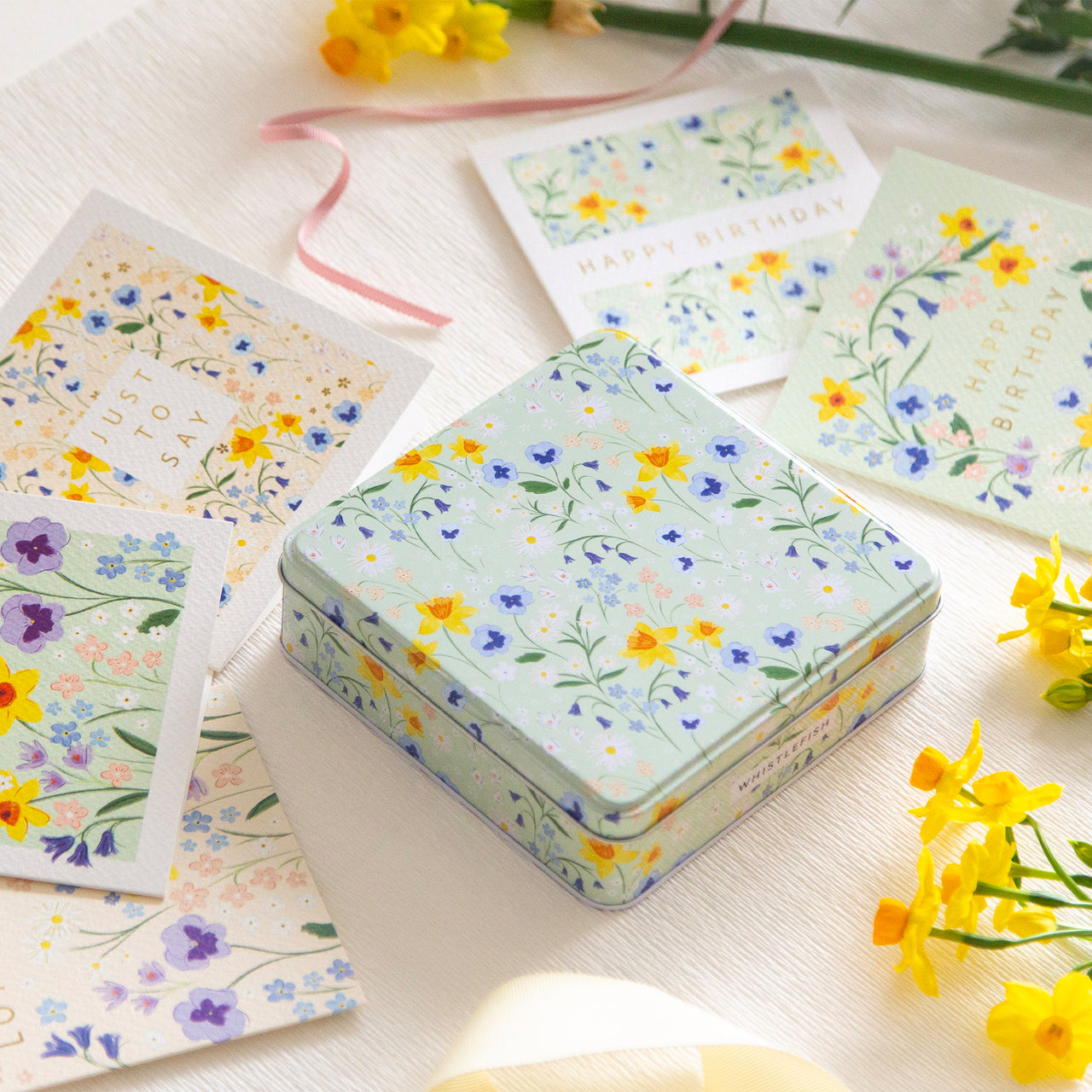 Notelet Tin-MWT73 - Cornish Bloom Notelet Tin-Whistlefish