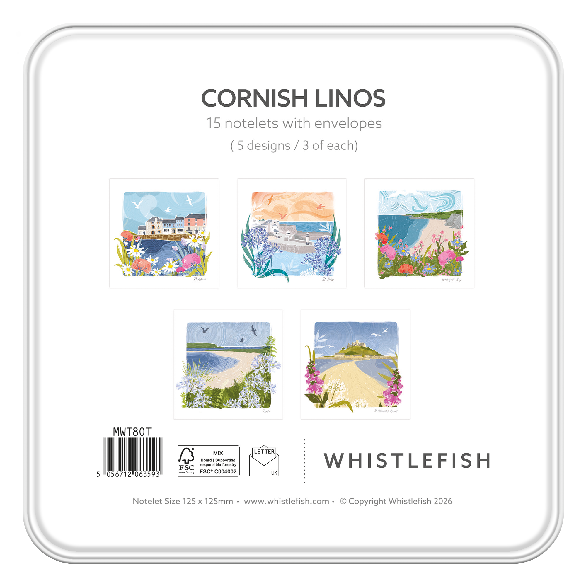MWT80 - Cornish Linos Notelet Tin