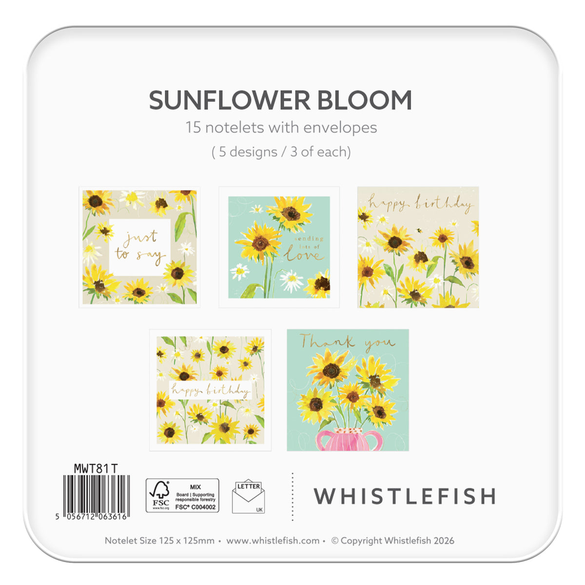 MWT81 - Sunflower Bloom Notelet Tin