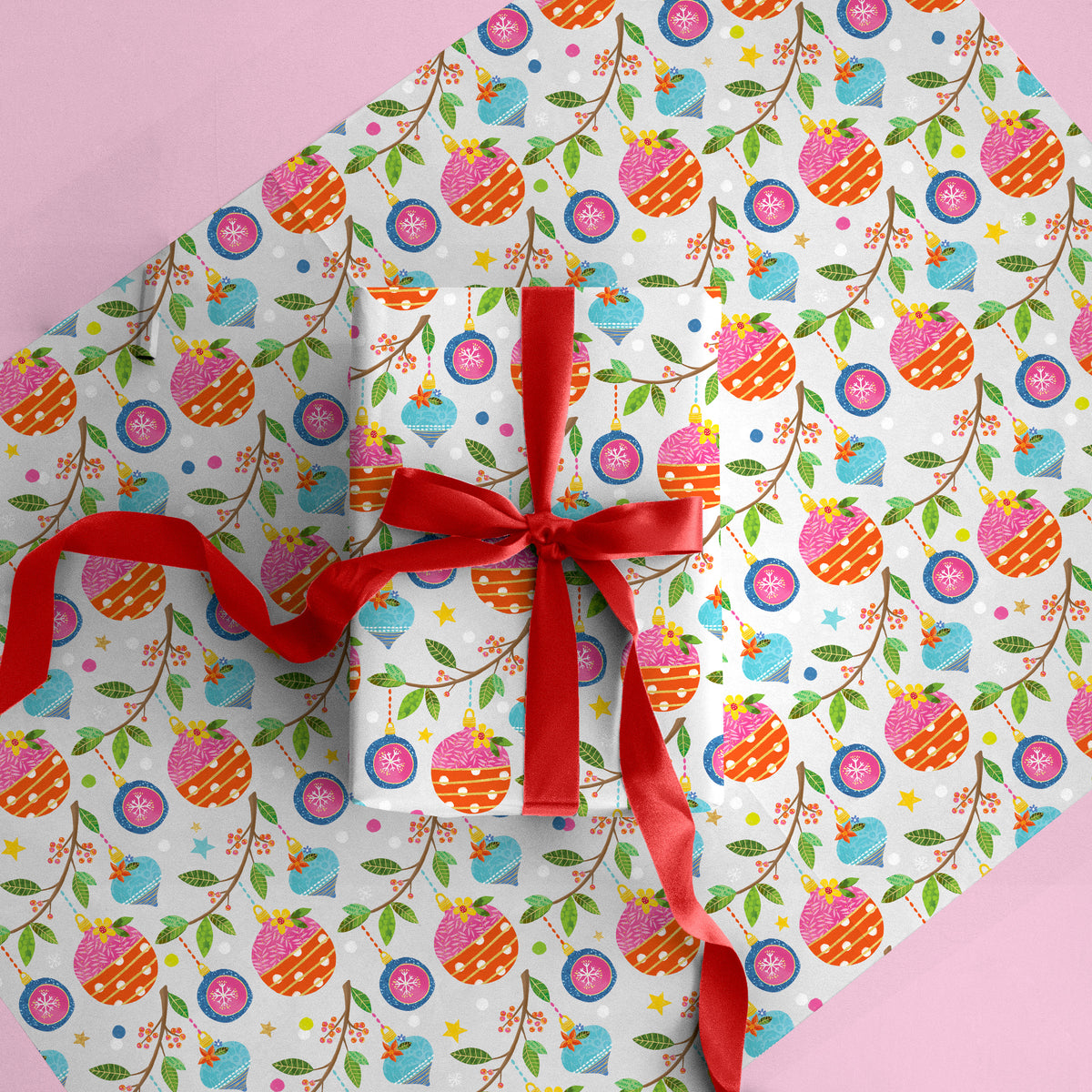 Vibrant Baubles Christmas Wrapping Paper - Whistlefish