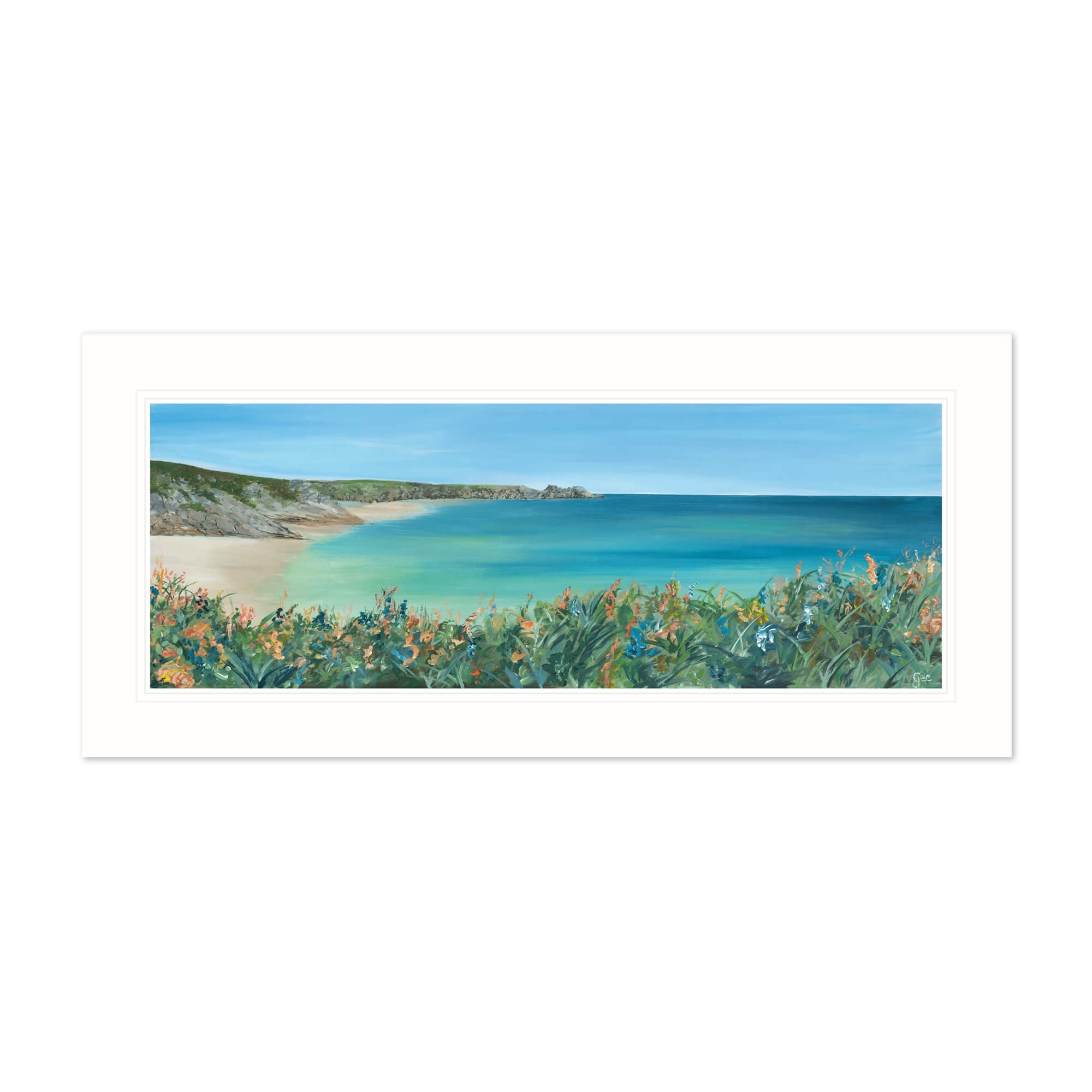 Porthcurno Cliffside Mounted Print - Whistlefish