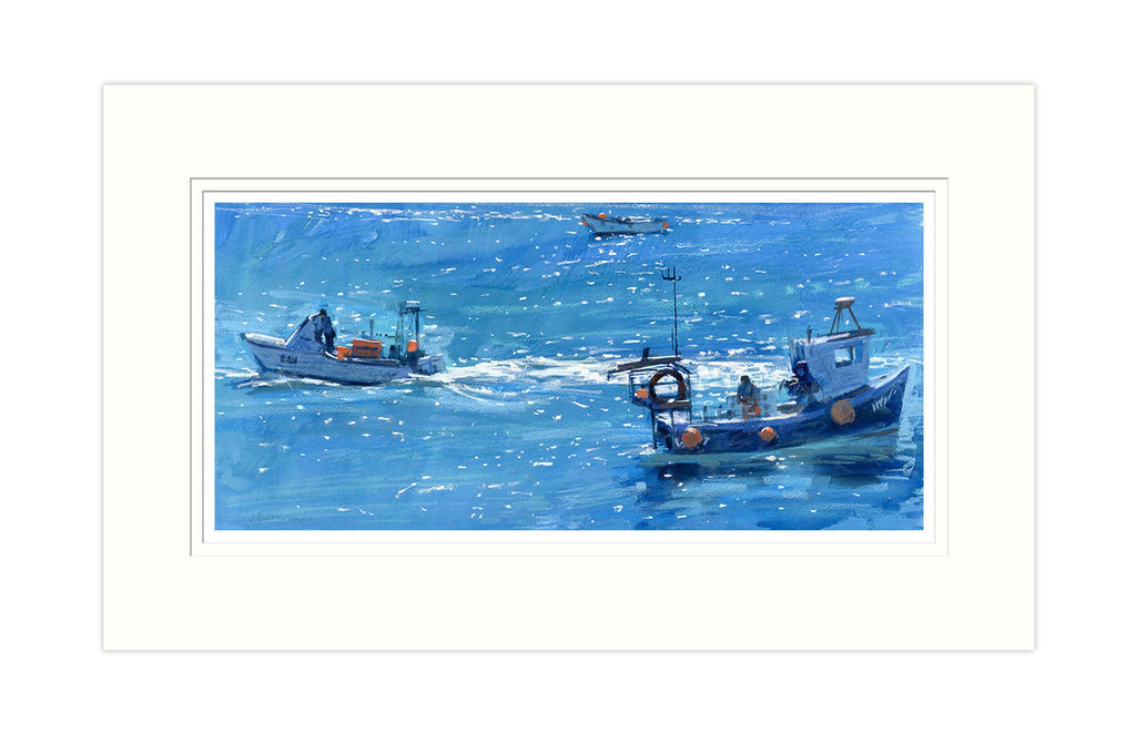 Mounted Print - JBPA-FB-039M - Fishing Boats Passing Mounted Print - Fishing Boats Passing Mounted Print - Whistlefish