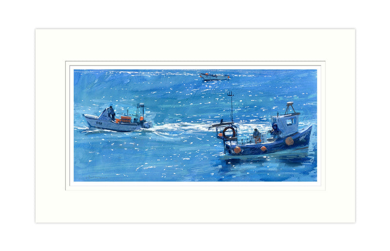 Mounted Print - JBPA-FB-039M - Fishing Boats Passing Mounted Print - Fishing Boats Passing Mounted Print - Whistlefish