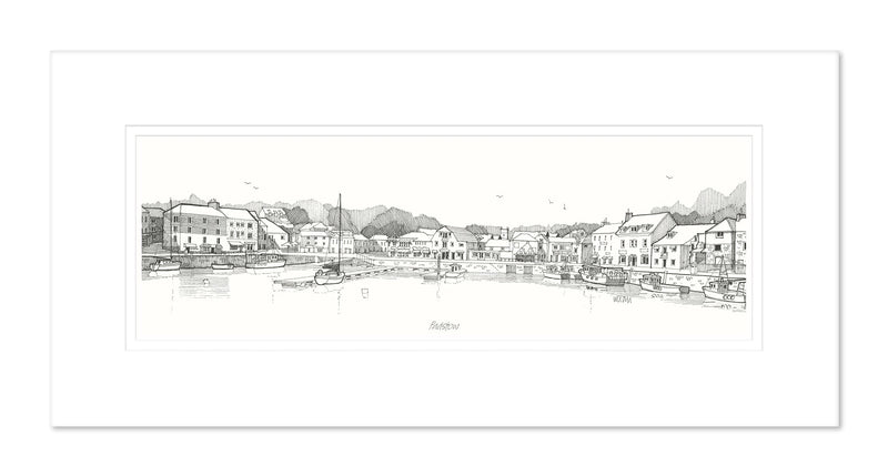 Mount Print - JW216M - Padstow Panoramic Docks Mounted Print - Padstow 3 Mounted Print - Whistlefish