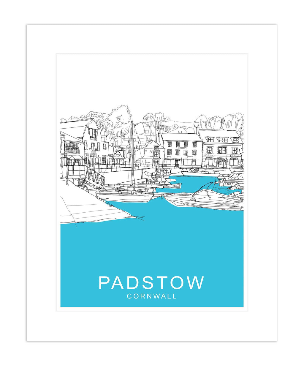 Mounted Print - SH28M - Padstow Cornwall Blue Mounted Print - Padstow Cornwall Blue Mounted Print - Whistlefish