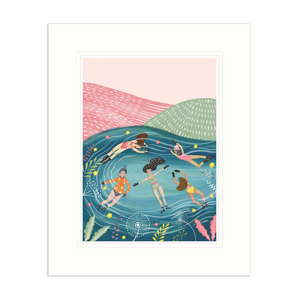 Mounted Print - WF521M - Wild Swimming Mounted Print - Wild Swimming Mounted Print- Whistlefish