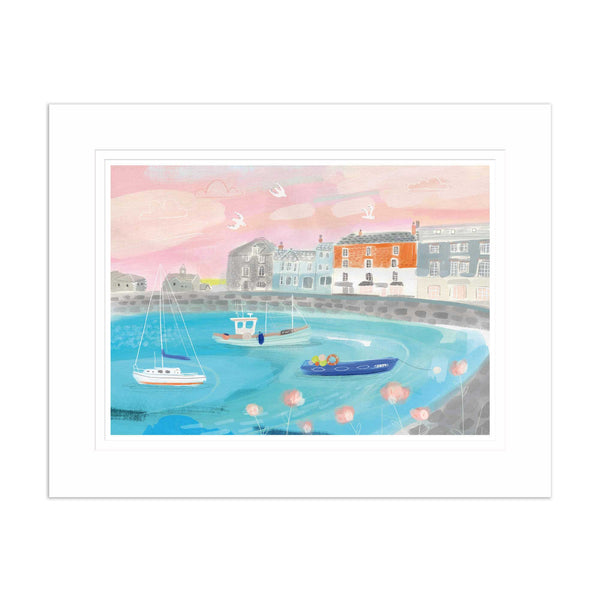 Mounted Print - WF801M - Padstow Pink Skies Mounted Print - Padstow Pink Skies Mounted Print- Whistlefish