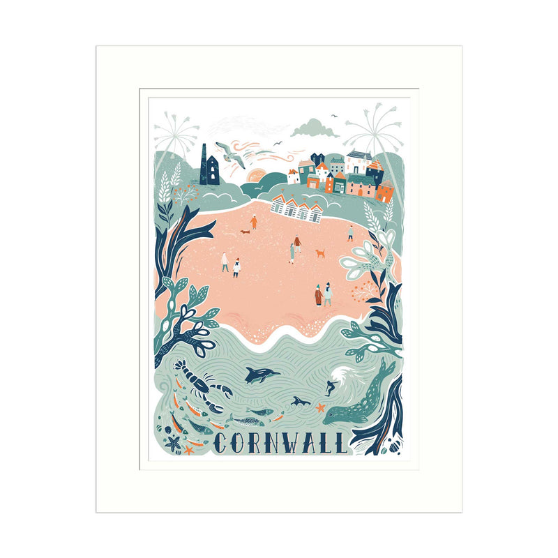 Mounted Print - WF831M - Cornwall Lino Mounted Print - Cornwall Lino Mounted Print- Whistlefish