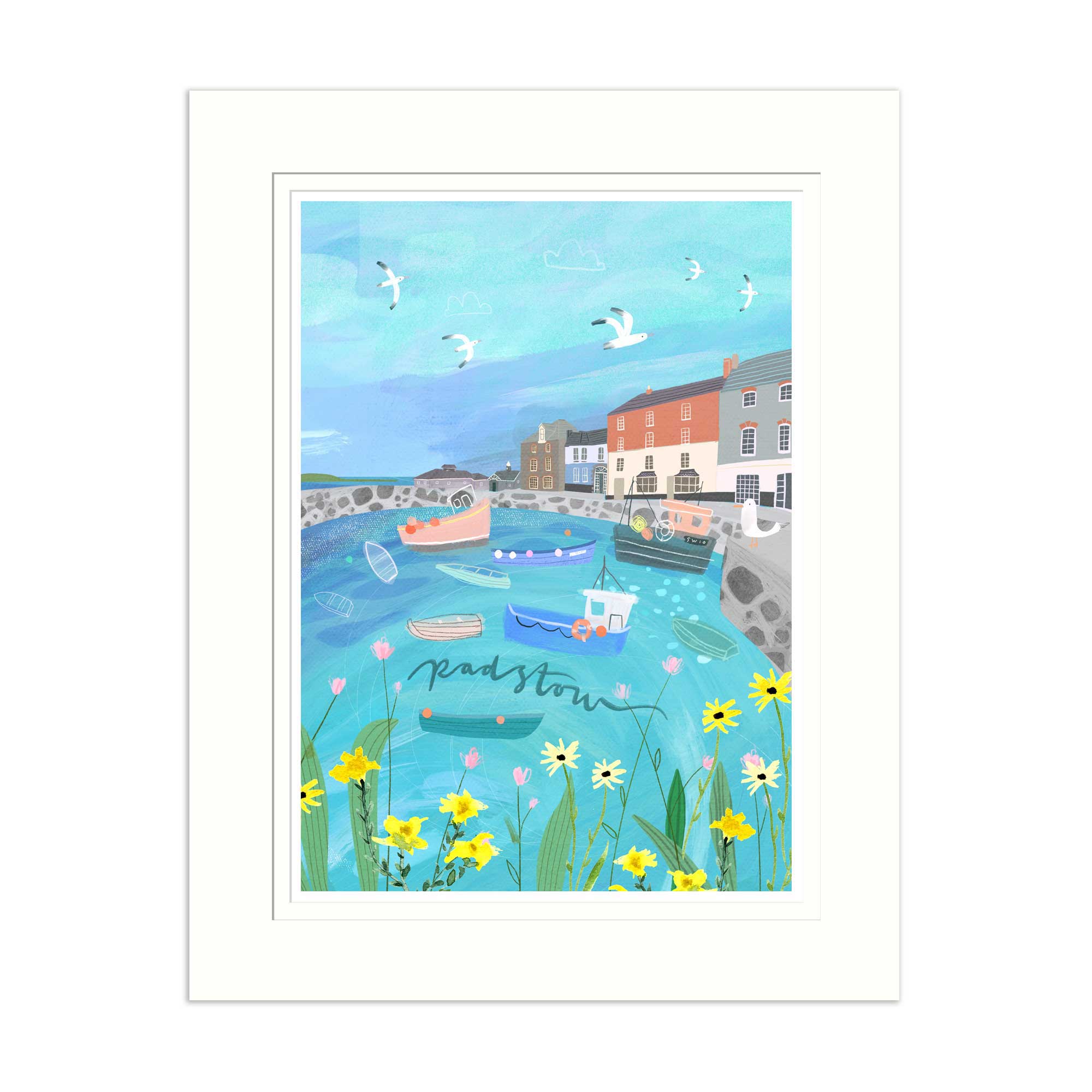 Padstow Medium Mounted Print - Whistlefish