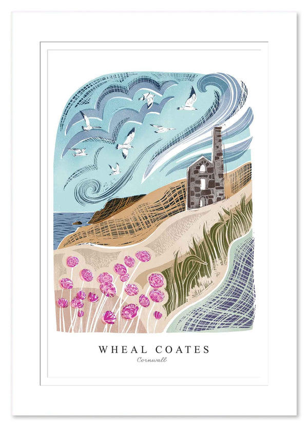 Mount Print - WF935M - Wheal Coates Arched Lino Mounted Print - Wheal Coates Arched Lino Mounted Print - Whistlefish