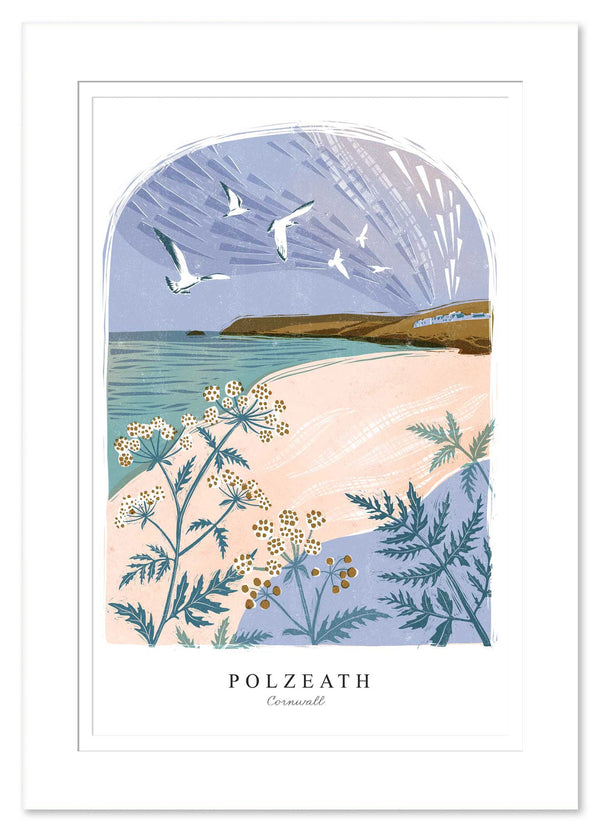 Mount Print - WF938M - Polzeath Arched Lino Mounted Print - Polzeath Arched Lino Mounted Print - Whistlefish