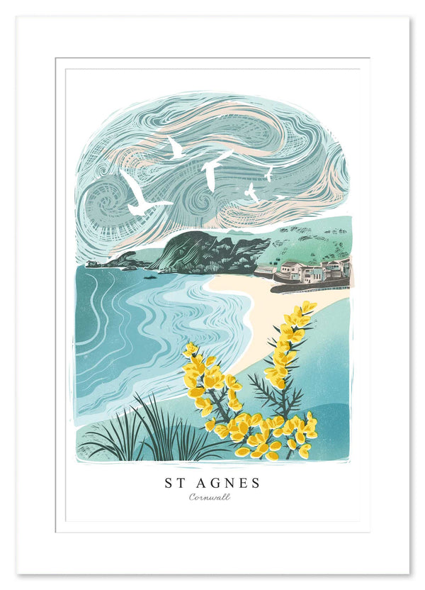 Mount Print - WF940M - St Agnes Arched Lino Mounted Print - St Agnes Arched Lino Mounted Print - Whistlefish