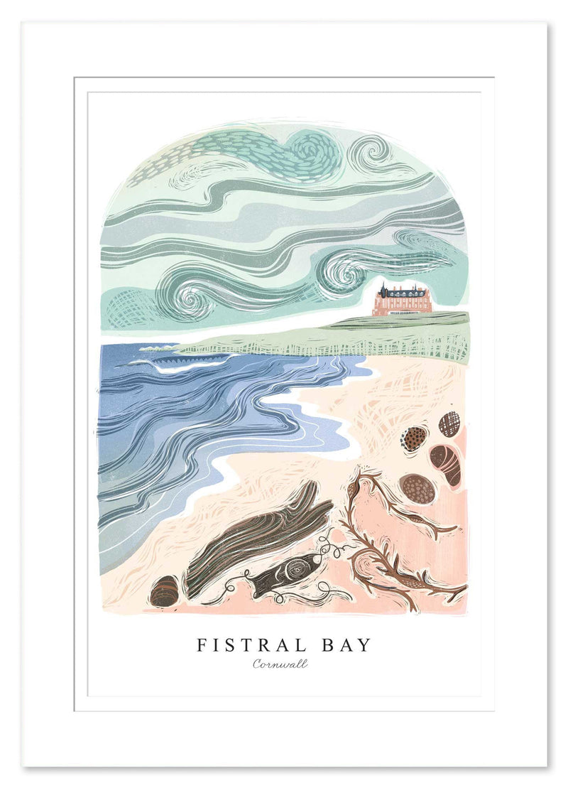 Mount Print - WF943M - Fistral Arched Lino Mounted Print - Fistral Arched Lino Mounted Print - Whistlefish