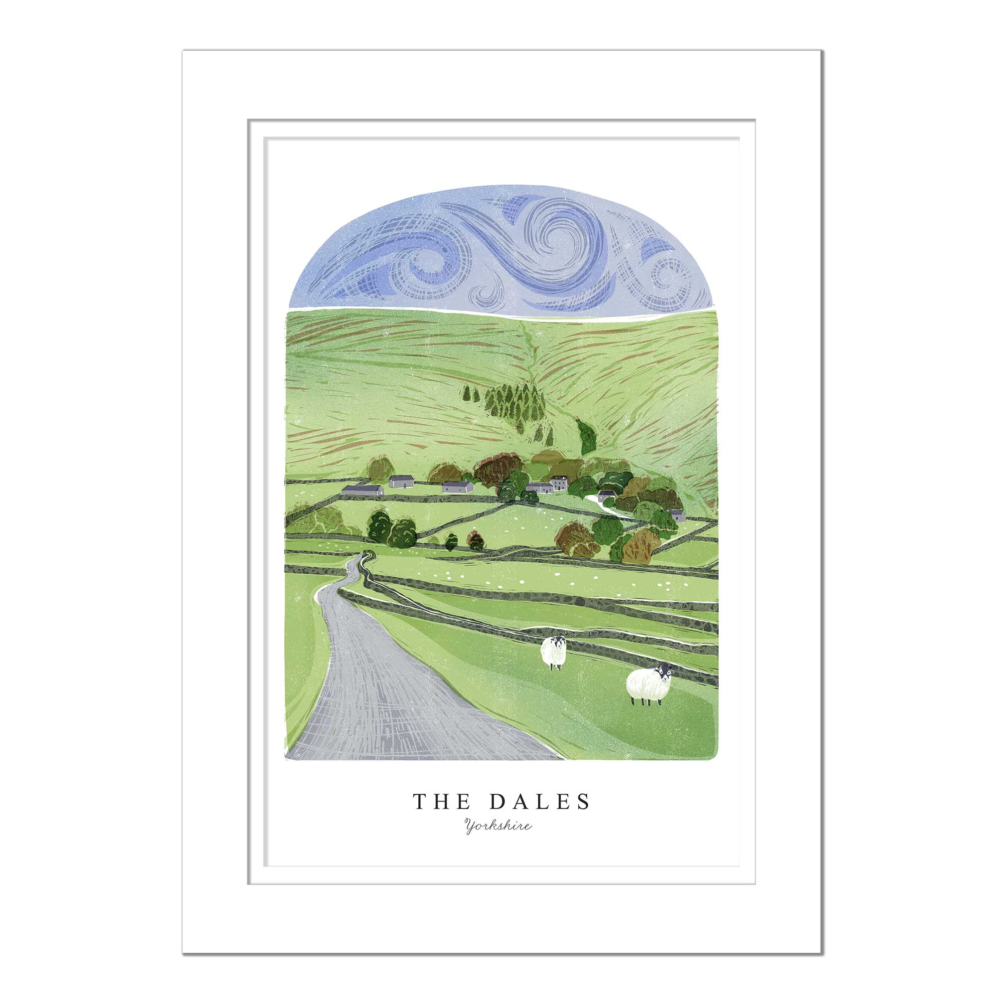 The Dales Arched Lino Mounted Print - Whistlefish