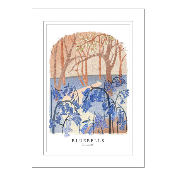 Mounted Print - WF958M - Bluebells Arched Lino Mounted Print - Bluebells Arched Lino Large Mounted Print - Whistlefish