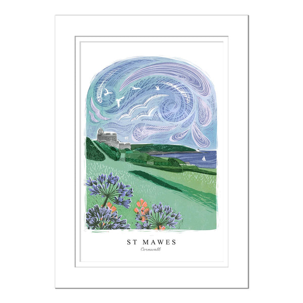 Mounted Print - WF960M - St Mawes Arched Lino Mounted Print - St Mawes Arched Lino Large Mounted Print - Whistlefish