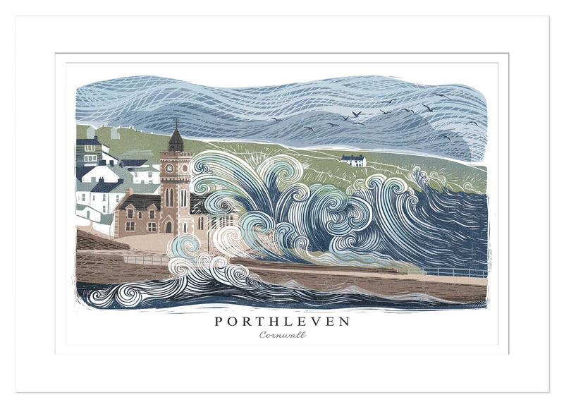 Mount Print - WF969M - Porthleven Arched Lino Mounted Print - Porthleven Arched Lino Mounted Print - Whistlefish