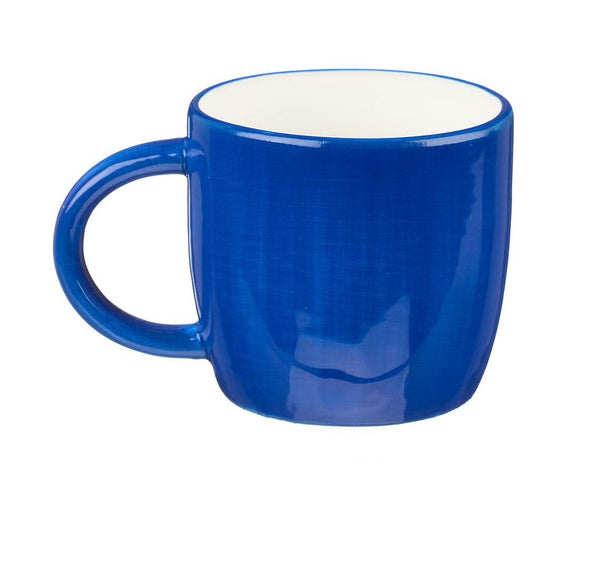 Mug - CCM-003 - White Cat On Short Blue Mug - White Cat On Short Blue Mug - Whistlefish