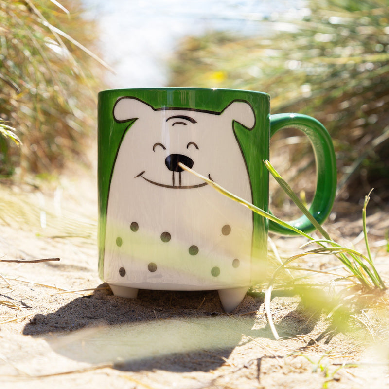 Mug - CDMF-001 - White Dog On Green Mug - White Dog On Green Mug - Whistlefish