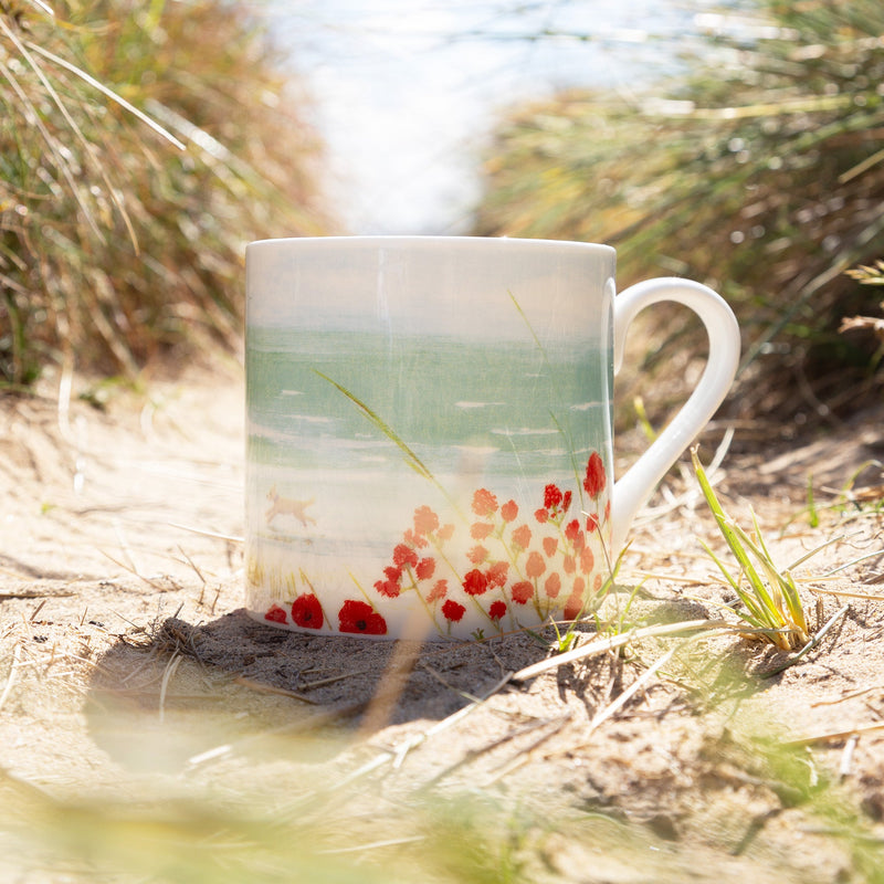 Mug - WM12 - Poppies By The Sea China Mug - Poppies By The Sea China Mug - Whistlefish