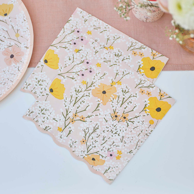 Napkins - BBL-119 - Pink Floral Napkins - Pink Floral Napkins - Whistlefish