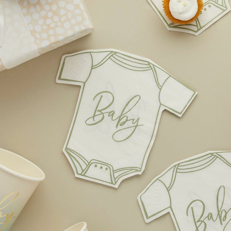 Napkins - HBBS218 - Neutral Sage Babygrow Paper Napkins 16pc - Neutral Sage Babygrow Paper Napkins 16pcs - Whistlefish