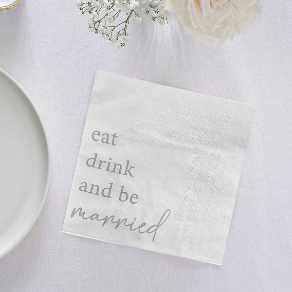 Napkins - ML-116 - Eat, Drink and Be Married Wedding Napkins - Eat, Drink and Be Married Wedding Napkins - Whistlefish