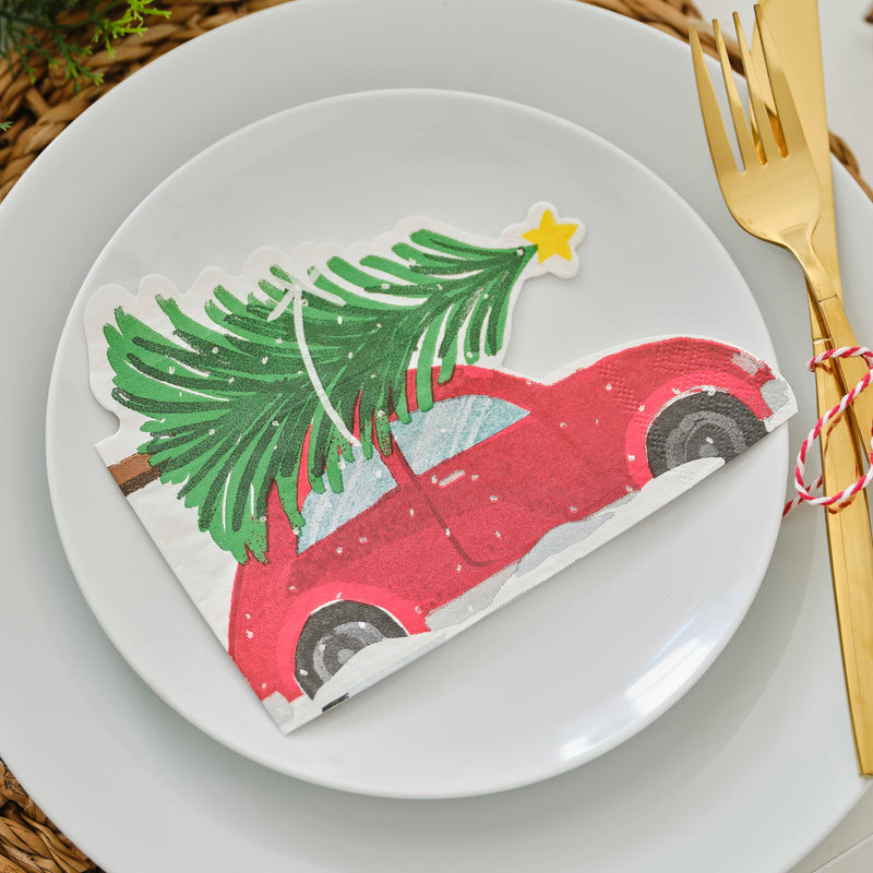 Napkin - MLC-100 - Christmas Car Paper Napkins - Christmas Car Paper Napkins - Whistlefish