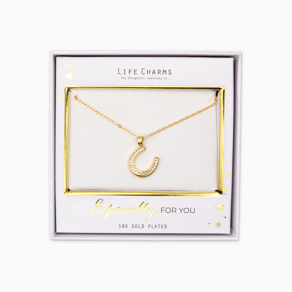 Necklace-N08G - Gold Horseshoe Necklace-Whistlefish