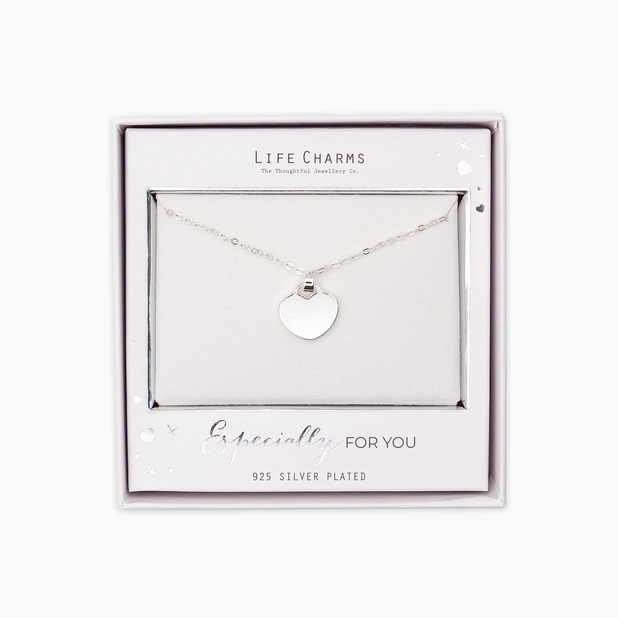 Necklace-N16 - Silver Flat Heart Necklace-Whistlefish