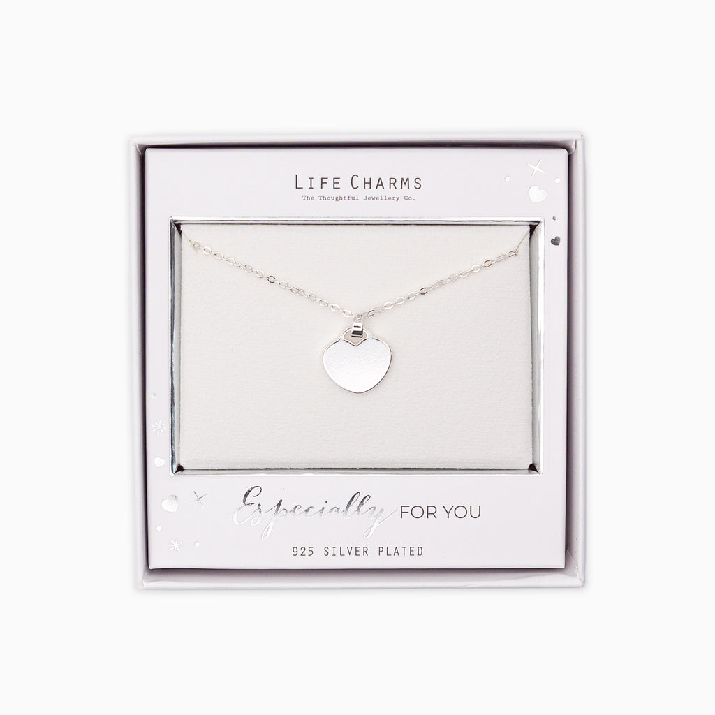 Necklace-N16 - Silver Flat Heart Necklace-Whistlefish