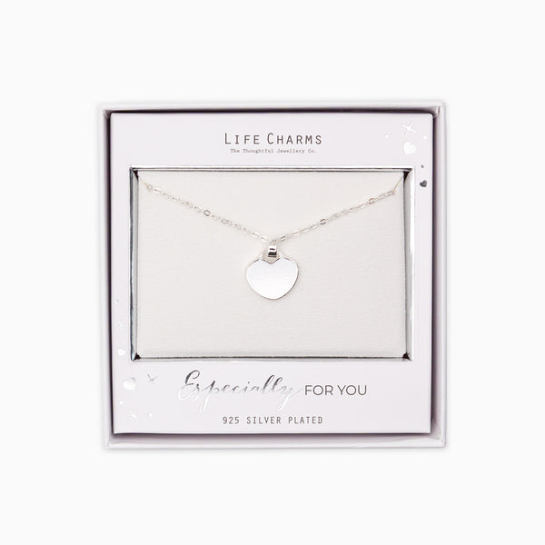 Necklace-N16 - Silver Flat Heart Necklace-Whistlefish