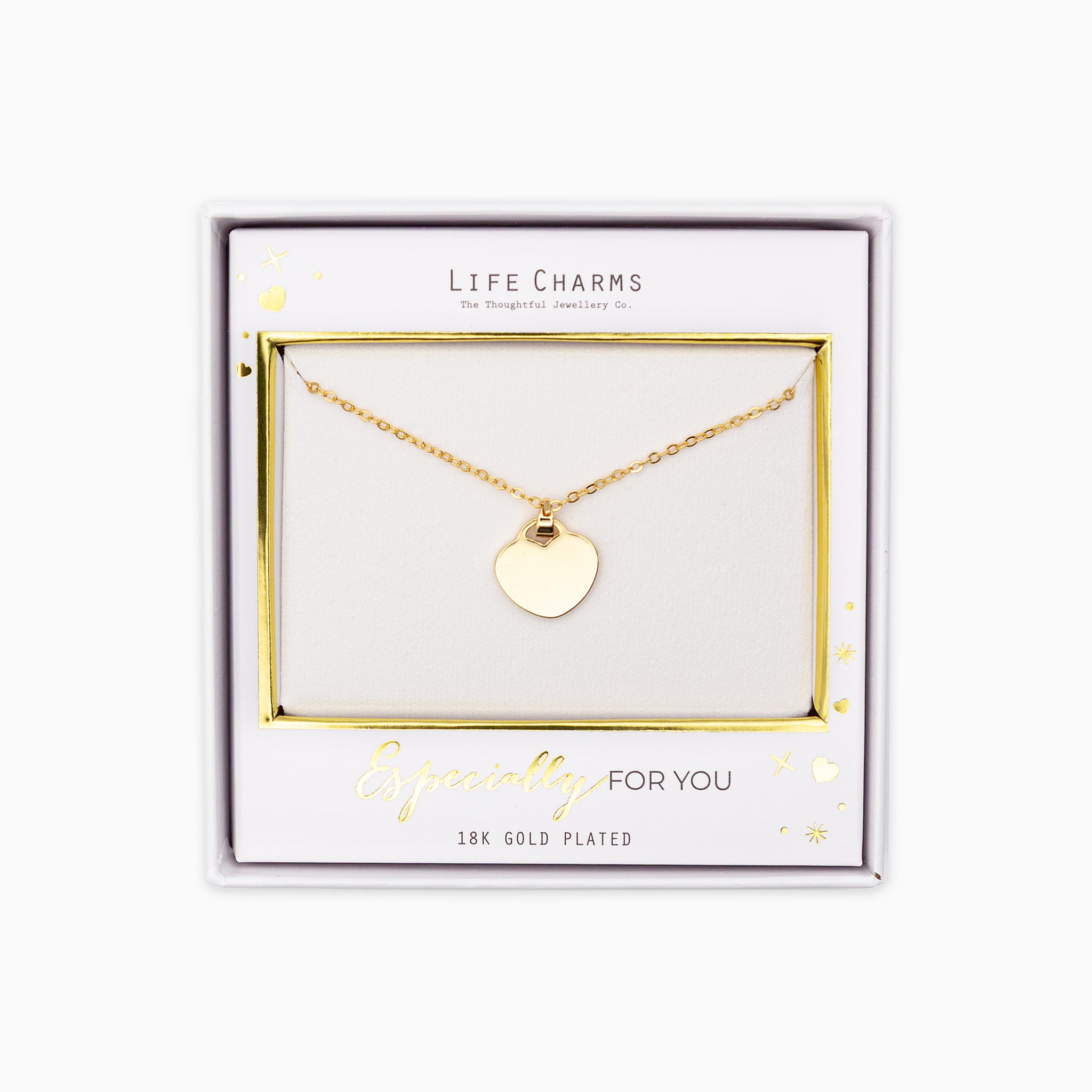 Necklace-N16G - Gold Flat Heart Necklace-Whistlefish