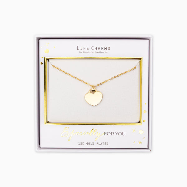 Necklace-N16G - Gold Flat Heart Necklace-Whistlefish