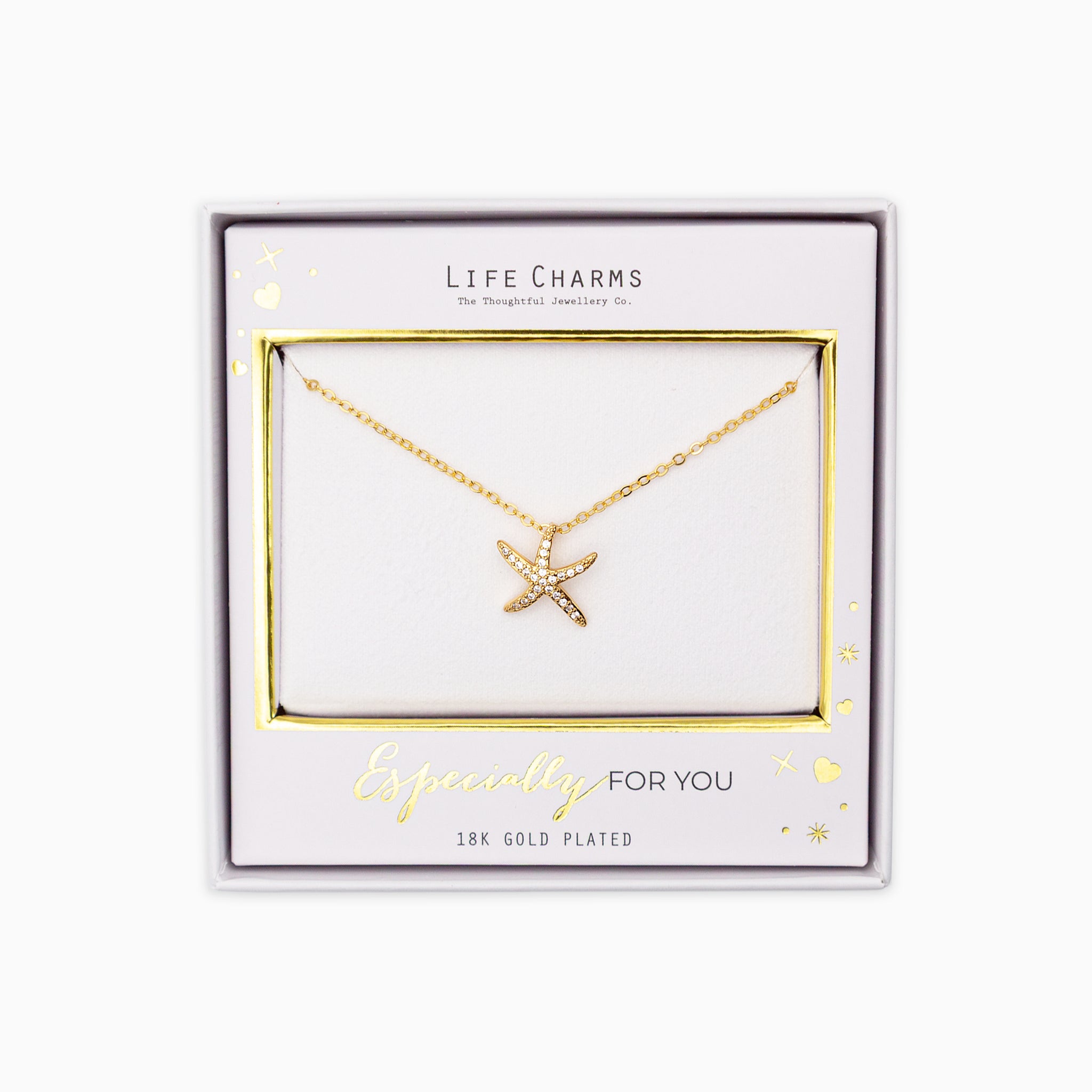 Necklace-N18G - Gold Starfish Necklace-Whistlefish