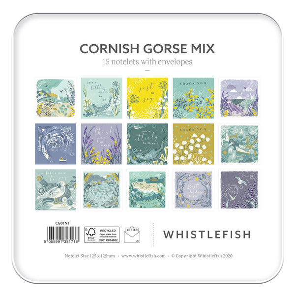 Notelet Tin-CG01NT - Cornish Gorse Notelet Tin-Whistlefish