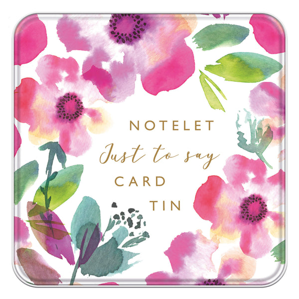 Notelet Tin-MWT30 - Watercolour Florals Just To Say Notelets-Whistlefish