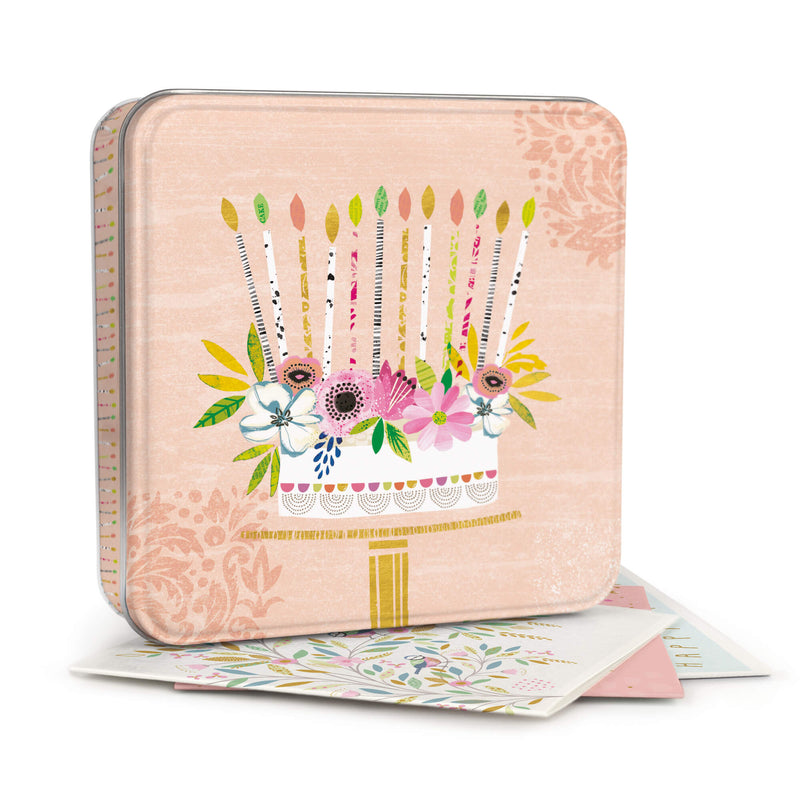 Notelet Tin-MWT31 - Colourful Candles Notelets-Whistlefish