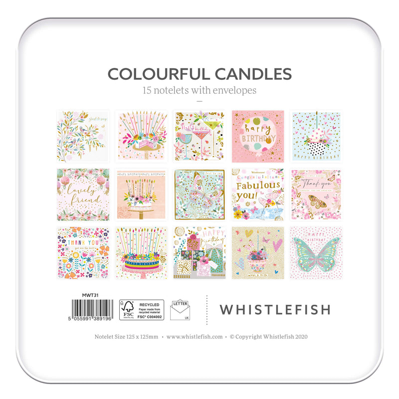 Notelet Tin-MWT31 - Colourful Candles Notelets-Whistlefish