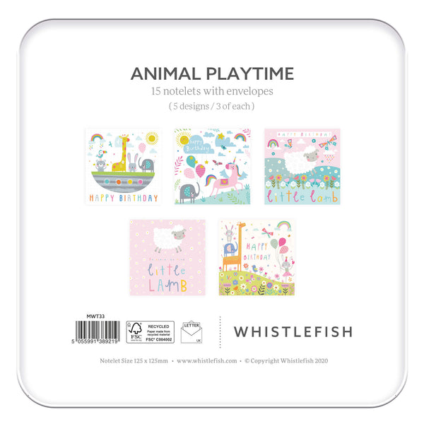 Notelet Tin-MWT33 - Animal Playtime Children's Notelets-Whistlefish