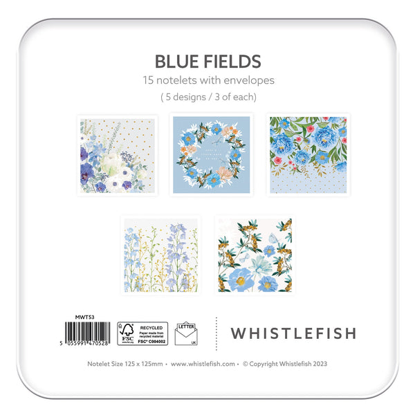 Notelet Tin - MWT53 - Blue Fields Notelet Tin - Blue Fields Notelet Tin - Whistlefish