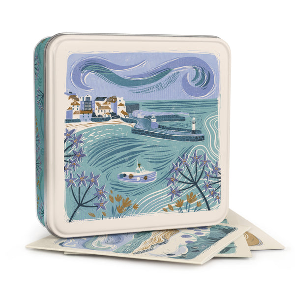 Notelet Tin - MWT56 - Coastal Lino Notelet Tin - Coastal Lino Notelet Tin - Whistlefish