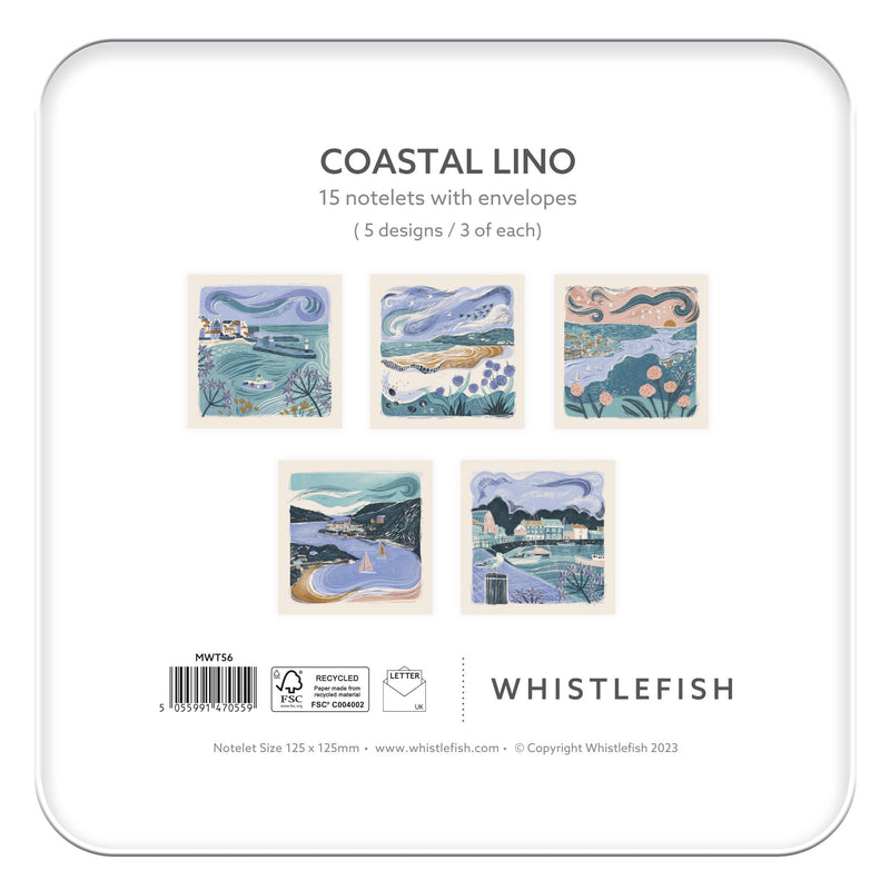 Notelet Tin - MWT56 - Coastal Lino Notelet Tin - Coastal Lino Notelet Tin - Whistlefish