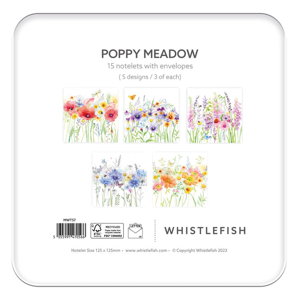 Notelet Tin - MWT57 - Poppy Meadow Notelet Tin - Poppy Meadow Notelet Tin - Whistlefish